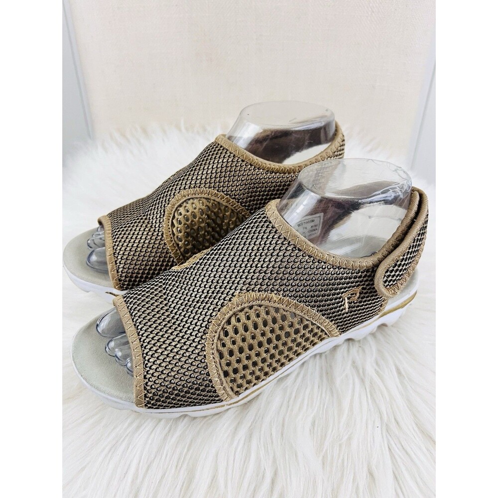 Propet TravelActiv SS Womens Sandals Gold Black Mesh Slingback Comfort 7.5M
